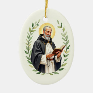 Sankt Dominicus Guds Fred och Välgång Skrift Julgransprydnad Keramik