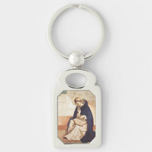 Sankt Dominik av Fra Angelico Renässans Konstverk Rektangulärt Silverfärgad Nyckelring