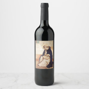 Sankt Dominik av Fra Angelico Renässans Konstverk Vinflaska Etikett