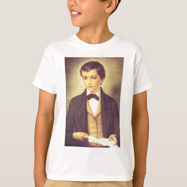 Sankt Dominik Savio elev till Johannes Bosco T Shirt (Framsida)