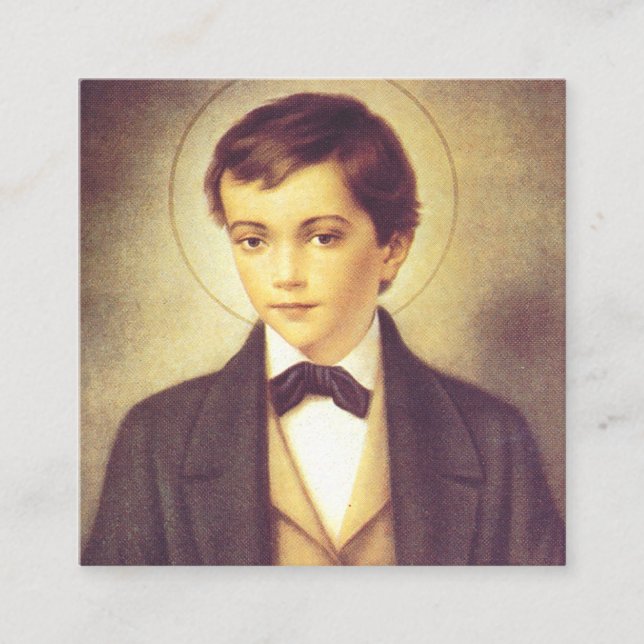 Sankt Dominik Savio elev till John Bosco Fyrkantigt Visitkort (Framsida)