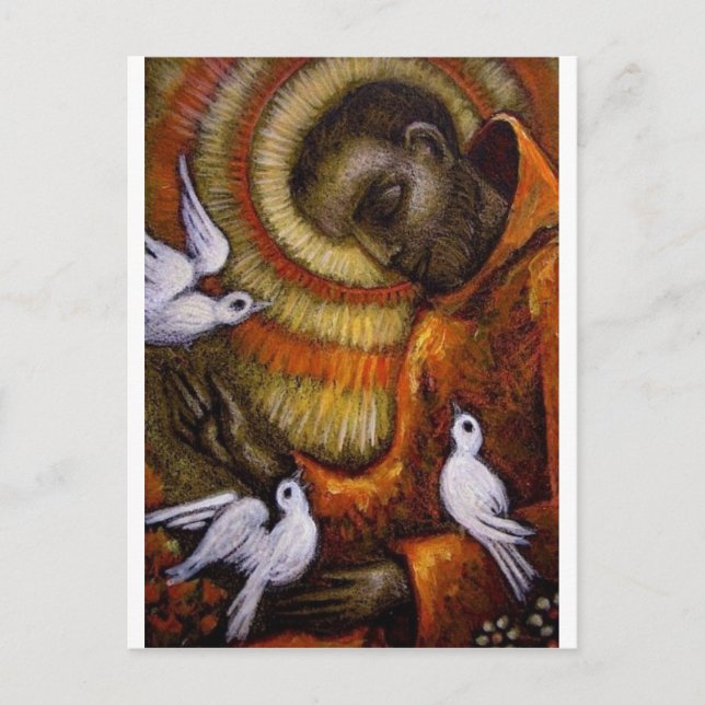 Sankt Francis med Doves, vykort, Mugg, Hat, iPhone Vykort (Framsida)