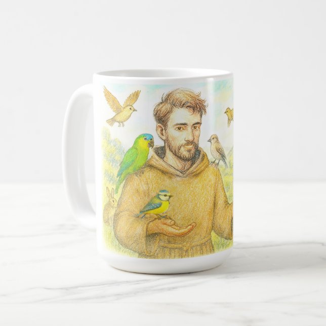Sankt Francis - seronen till fåglar och djur Kaffemugg (Framsida vänster)