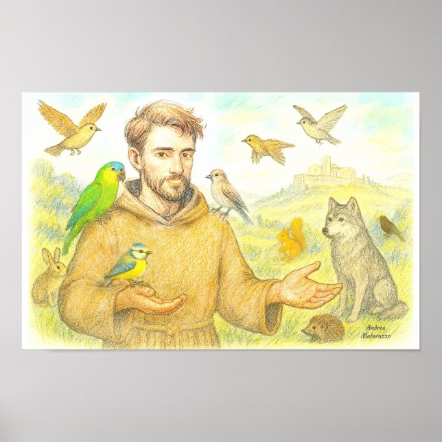 Sankt Francis - seronen till fåglar och djur Poster (Framsidan)
