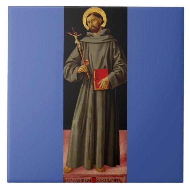 Sankt Franciskus av Assisi av Antoniazzo Romano Kakelplatta (Framsidan)