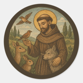 Sankt Franciskus av Assisi Djurens skyddshelgon Runt Klistermärke