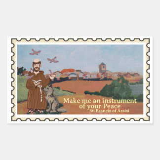 Sankt Franciskus av Assisi falskt frimärke Rektangulärt Klistermärke