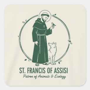 Sankt Franciskus av Assisi Fyrkantigt Klistermärke