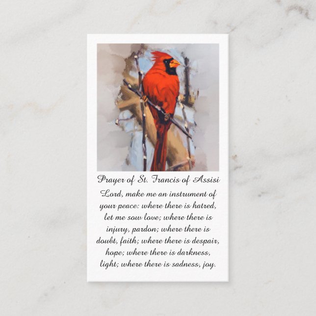 Sankt Franciskus av Assisi i Röd Orange Blå Bön Visitkort (Framsida)
