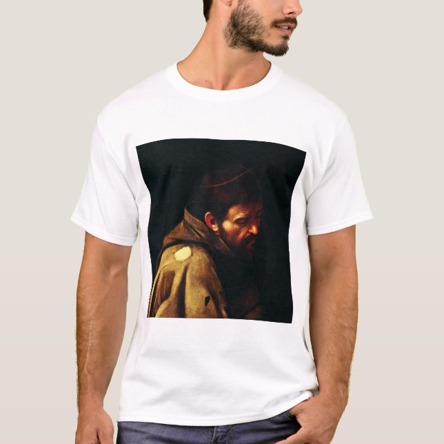 Sankt Franciskus av Caravaggio Barockens mästerver T Shirt (Framsida)