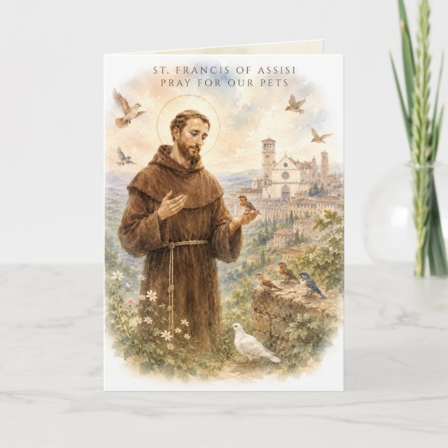 Sankt Franciskus från Assisi Bön för Djurens Kärle Kort (Framsida)