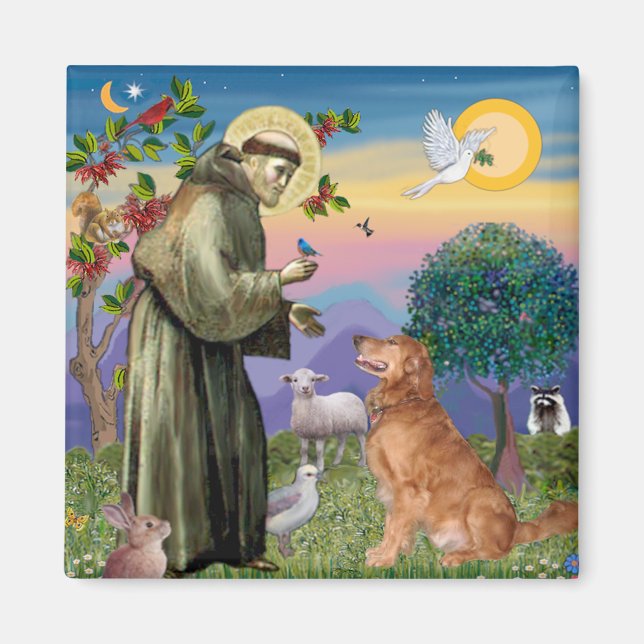 Sankt Franciskus - Golden Retriever (#1) Magnet (Framsidan)