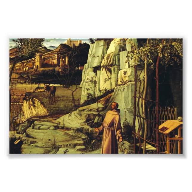 Sankt Franciskus i öknen av Giovanni Bellini  Fototryck (Framsidan)