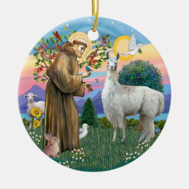 Sankt Franciskus - Lama 12 Julgransprydnad Keramik (Framsidan)