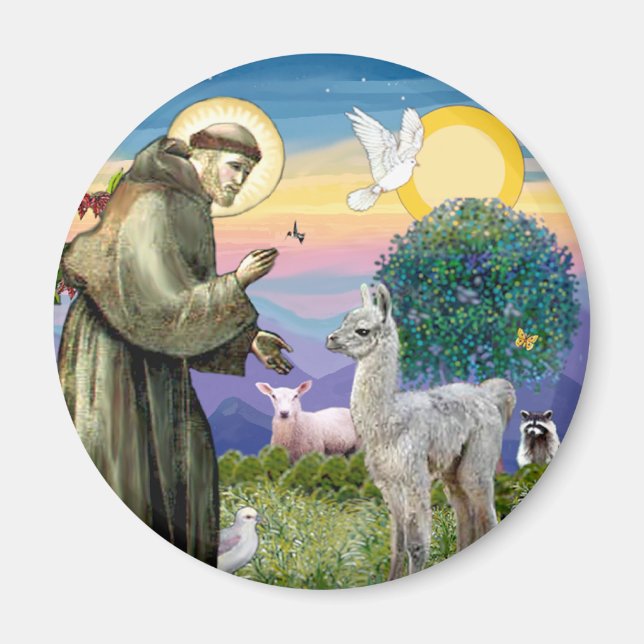 Sankt Franciskus och lama baby Magnet (Framsidan)