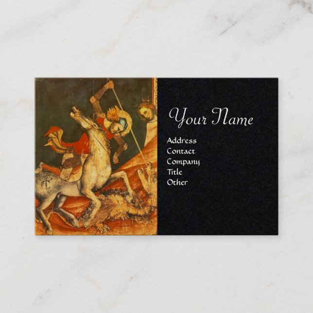 Sankt George's Battle,Dragon Monogram Black Papper Visitkort (Framsida)