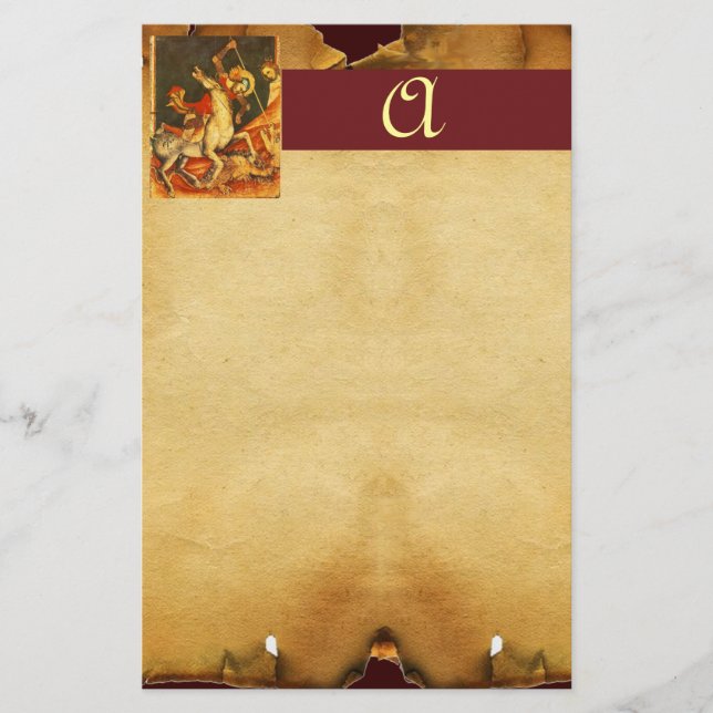 Sankt George's Battle med Dragon Monogram Brevpapper (Framsida)