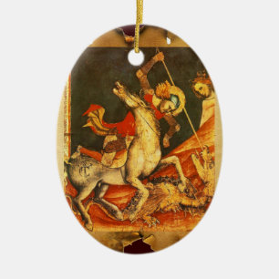 Sankt George's Battle med Dragon Monogram Julgransprydnad Keramik