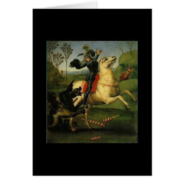 Sankt Göran och draken av Rafael (1483-1520) Hälsningskort (Framsidan)