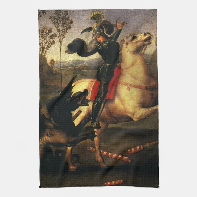 Sankt Göran och draken av Rafael Sanzio Kökshandduk (Vertikal)