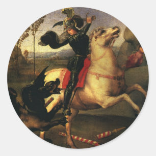 Sankt Göran och draken av Rafael Sanzio Runt Klistermärke