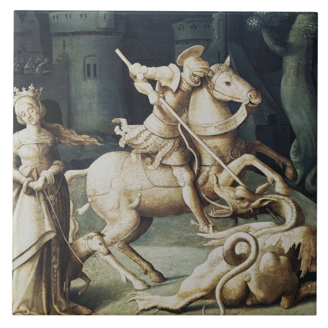 Sankt Göran och draken Stora martyrern Kakelplatta (Framsidan)