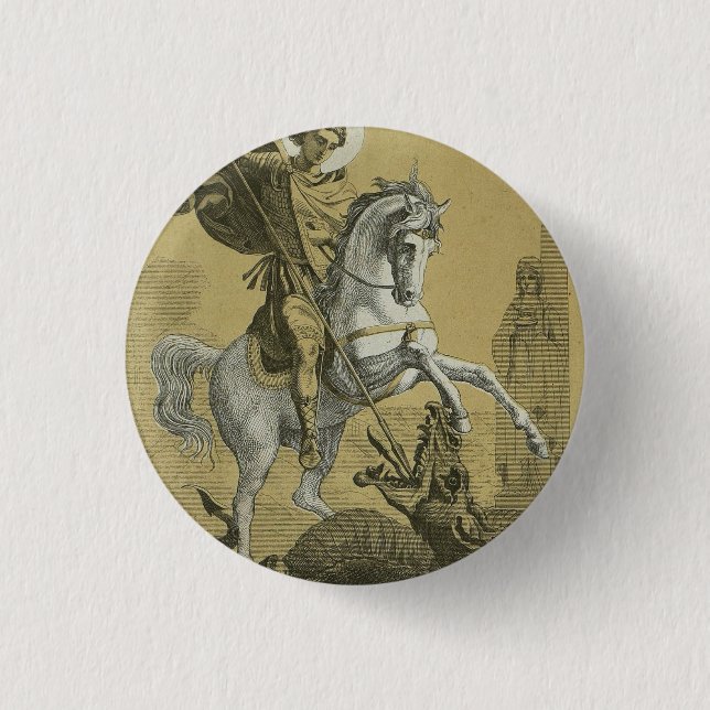 Sankt Göran – Premium "Sunburst Gold" Konstverk Knapp (Framsida)