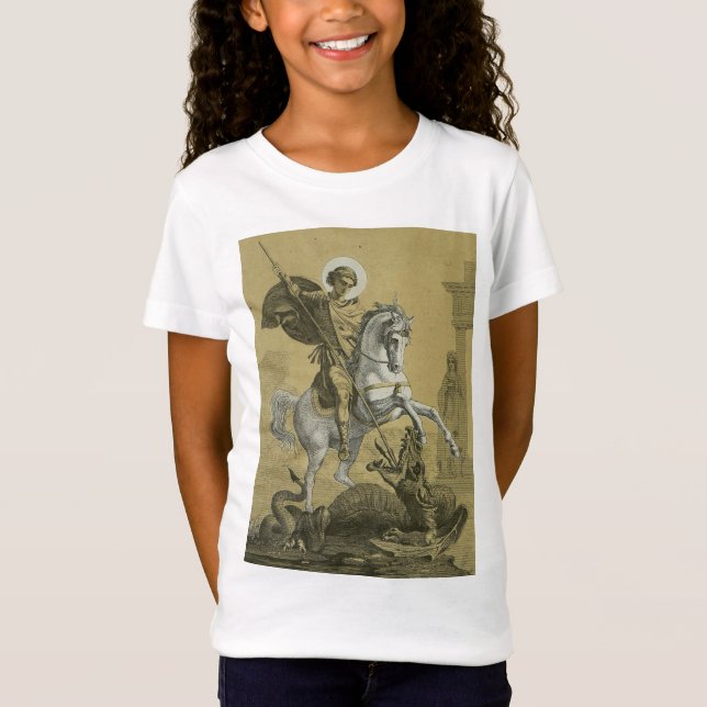 Sankt Göran – Premium "Sunburst Gold" Konstverk T Shirt (Framsida)