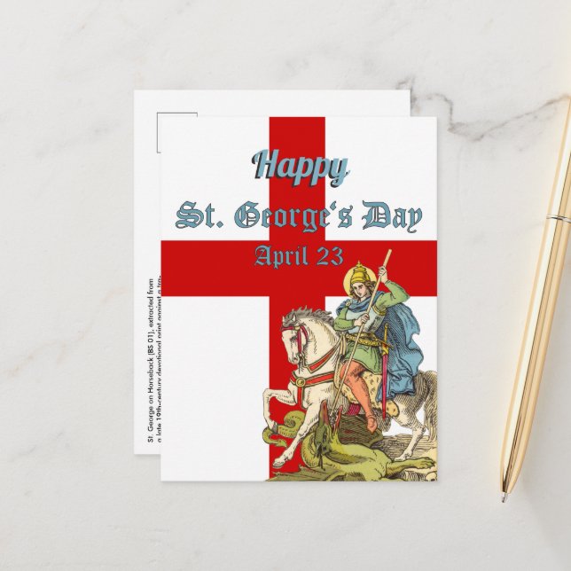 Sankt Göran till häst (BS 01) Postkort Vykort (Fram/Back In Situ)