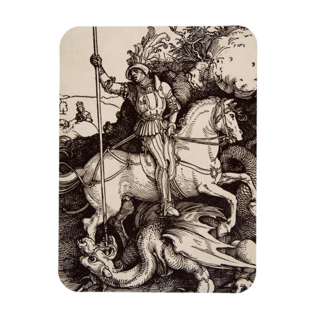 Sankt Görg och draken av Durer Magnet (Vertikal)