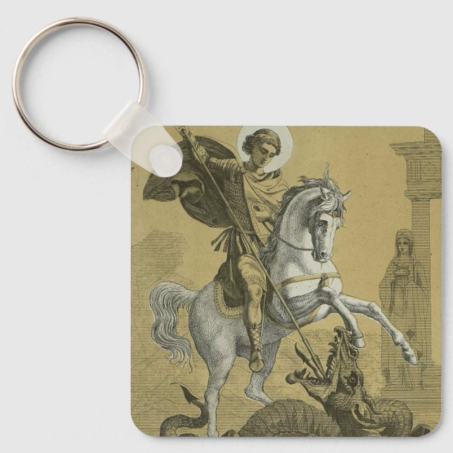 Sankt Görgen – Premium "Sunburst Gold" Art Nyckelring (Framsida)