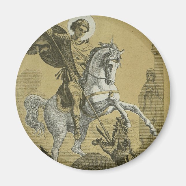 Sankt Görgen – Premium "Sunburst Gold" Konst Magnet (Framsidan)