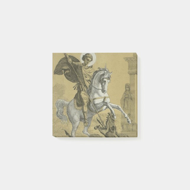 Sankt Görgen – Premium "Sunburst Gold" Konst Post-it Block (Framsida)
