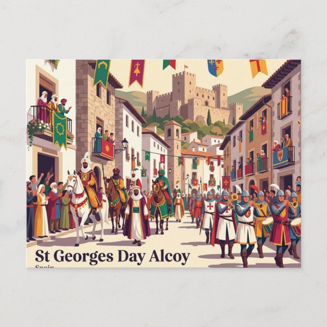 Sankt Görgens dag Alcoy Spanien Vykort (Framsida)