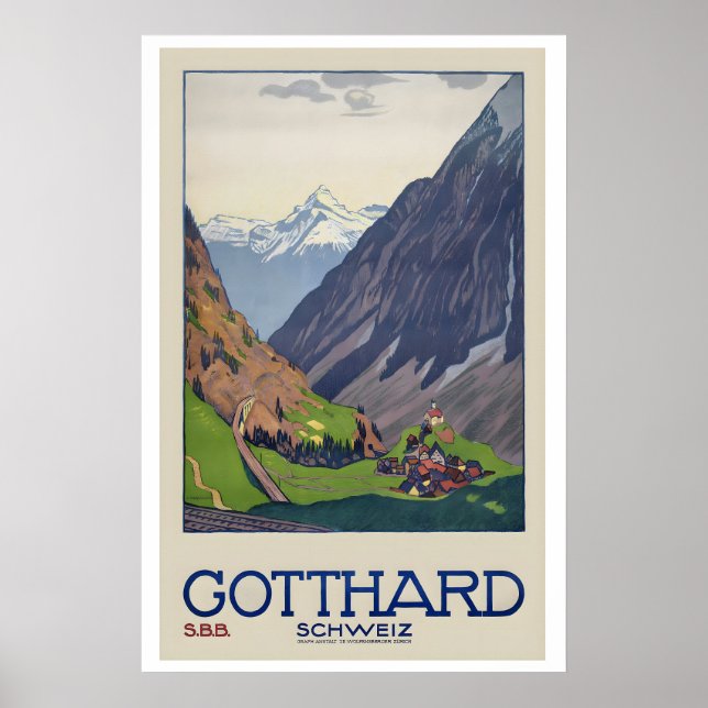 Sankt Gotthard-passet Bergspass Schweiz Poster (Framsidan)