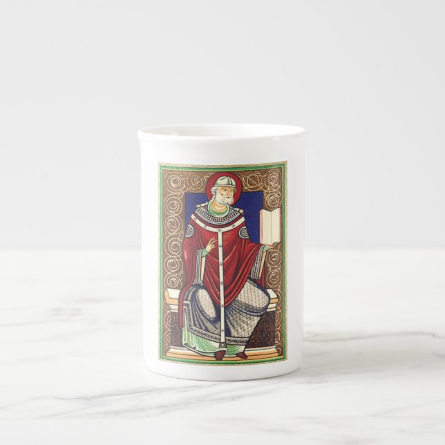 Sankt Gregor den store Kyrkolärare Benporslin Mugg (Framsidan)