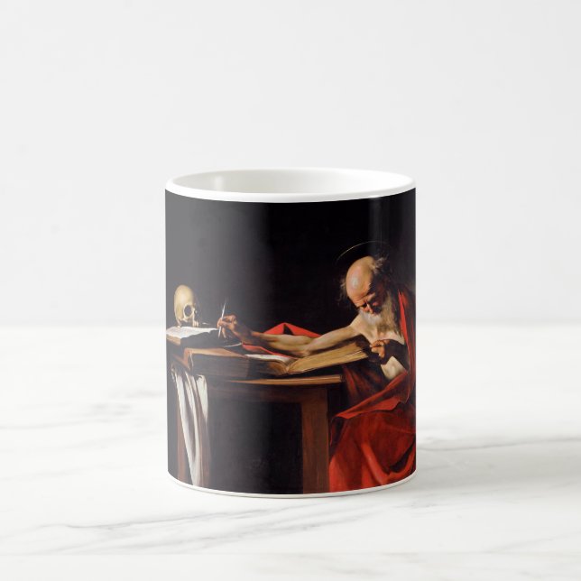 Sankt Hieronymus skriver av Michelangelo Caravaggi Kaffemugg (Center)