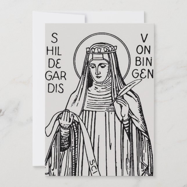 Sankt Hildegard av Bingen benediktinabbess Julkort (Framsida)