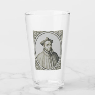 Sankt Ignatius av Loyola Gravyr Antik Konst Glaskopp