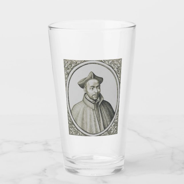 Sankt Ignatius av Loyola Gravyr Antik Konst Glaskopp (Framsida)