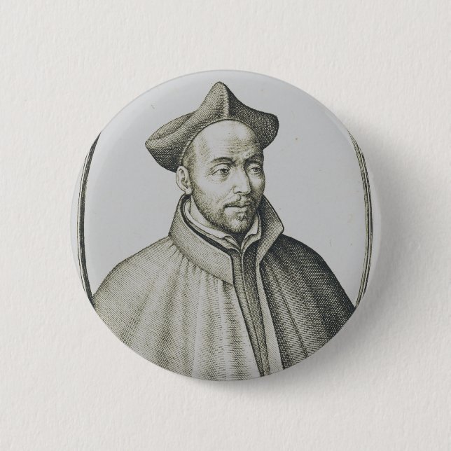 Sankt Ignatius av Loyola Gravyr Antik Konst Knapp (Framsida)