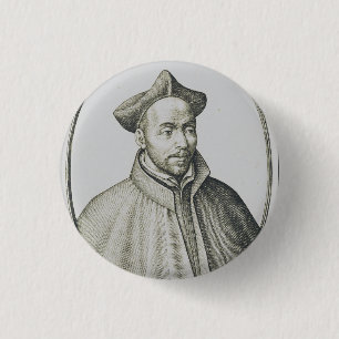 Sankt Ignatius av Loyola Gravyr Antik Konst Knapp