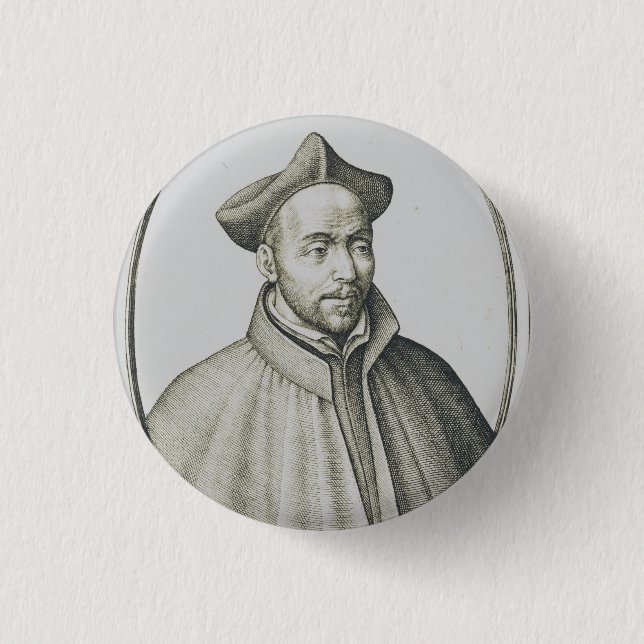 Sankt Ignatius av Loyola Gravyr Antik Konst Knapp (Framsida)