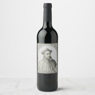 Sankt Ignatius av Loyola Gravyr Antik Konst Vinflaska Etikett