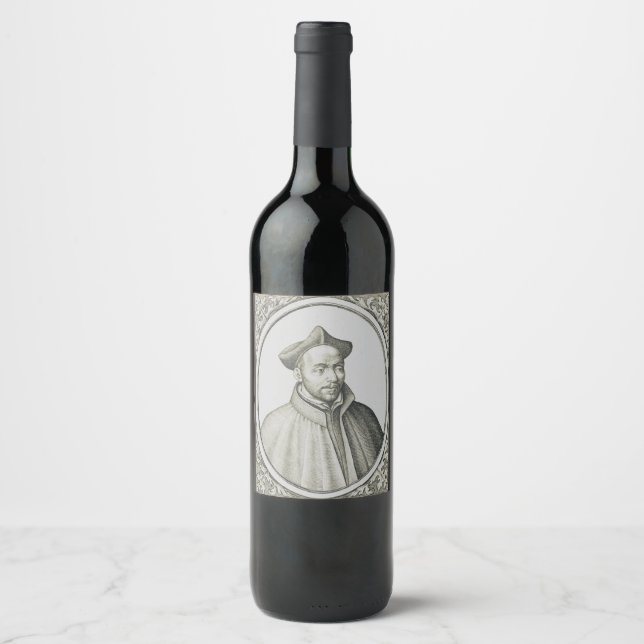 Sankt Ignatius av Loyola Gravyr Antik Konst Vinflaska Etikett (Framsida)