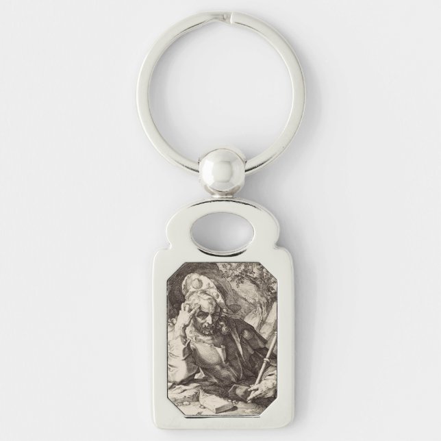 Sankt Jakob den store aposteln Rektangulärt Silverfärgad Nyckelring (Framsidan)