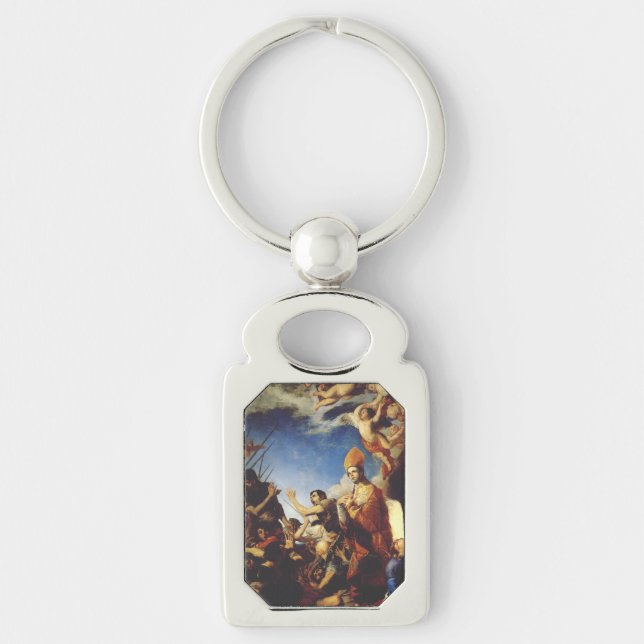 Sankt Januarius, Biskop av Benevento - Finkonst Rektangulärt Silverfärgad Nyckelring (Framsidan)