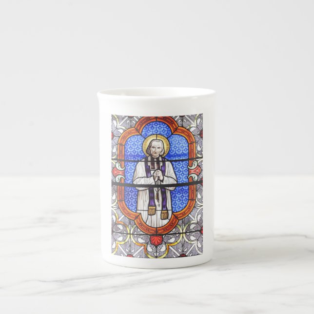 Sankt Jean Vianney Premium Själsguide Konsttryck Benporslin Mugg (Framsidan)