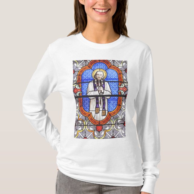 Sankt Jean Vianney Premium Själsguide Konsttryck T Shirt (Framsida)