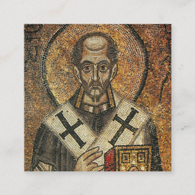 Sankt Johannes Chrysostomos ärkebiskop av Konstant Fyrkantigt Visitkort (Framsida)